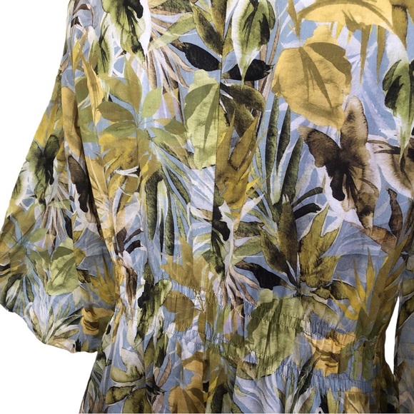 🌿 DAVID LAWRENCE 🌿women’s multicoloured floral midi dress puff sleeves size 10 - Picture 9 of 12